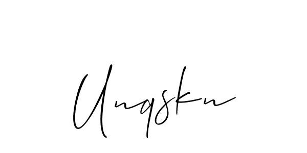 How to Draw Unqskn signature style? Allison_Script is a latest design signature styles for name Unqskn. Unqskn signature style 2 images and pictures png