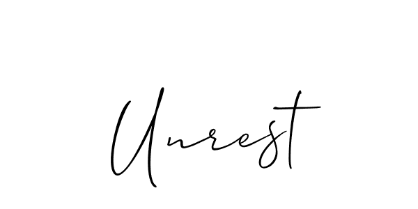 The best way (Allison_Script) to make a short signature is to pick only two or three words in your name. The name Unrest include a total of six letters. For converting this name. Unrest signature style 2 images and pictures png