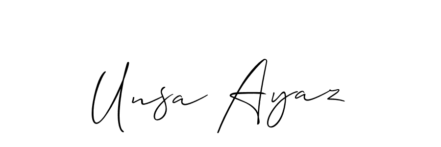 It looks lik you need a new signature style for name Unsa Ayaz. Design unique handwritten (Allison_Script) signature with our free signature maker in just a few clicks. Unsa Ayaz signature style 2 images and pictures png