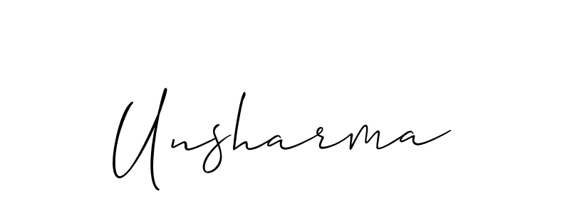 Design your own signature with our free online signature maker. With this signature software, you can create a handwritten (Allison_Script) signature for name Unsharma. Unsharma signature style 2 images and pictures png