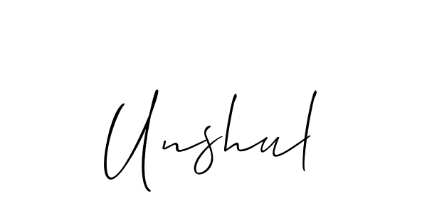 if you are searching for the best signature style for your name Unshul. so please give up your signature search. here we have designed multiple signature styles  using Allison_Script. Unshul signature style 2 images and pictures png