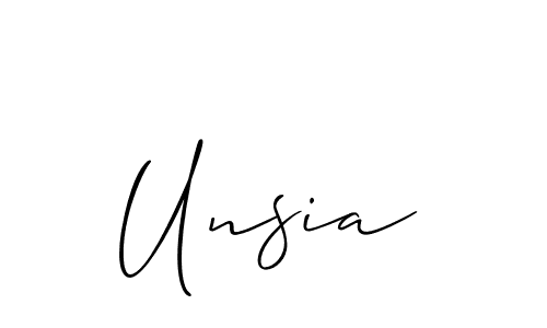 Similarly Allison_Script is the best handwritten signature design. Signature creator online .You can use it as an online autograph creator for name Unsia. Unsia signature style 2 images and pictures png