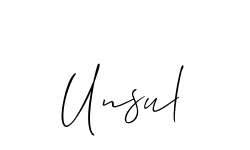 Create a beautiful signature design for name Unsul. With this signature (Allison_Script) fonts, you can make a handwritten signature for free. Unsul signature style 2 images and pictures png