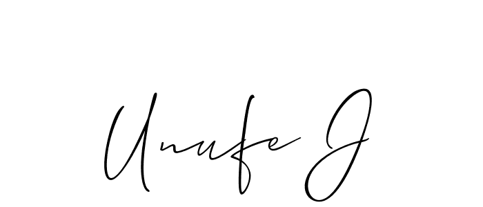 Also we have Unufe J name is the best signature style. Create professional handwritten signature collection using Allison_Script autograph style. Unufe J signature style 2 images and pictures png