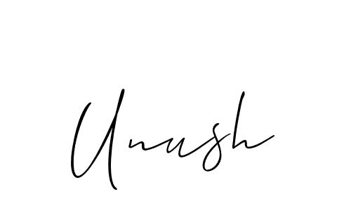 Make a beautiful signature design for name Unush. With this signature (Allison_Script) style, you can create a handwritten signature for free. Unush signature style 2 images and pictures png