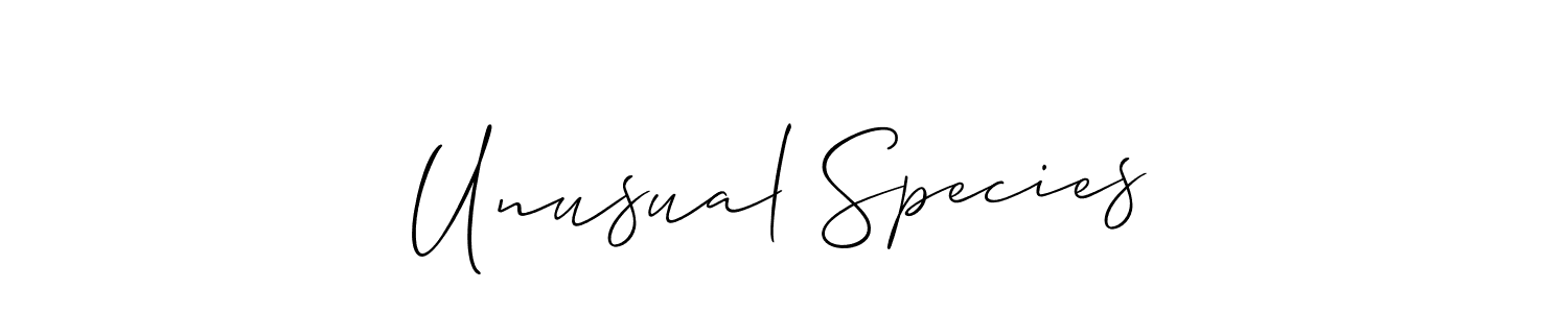 Create a beautiful signature design for name Unusual Species. With this signature (Allison_Script) fonts, you can make a handwritten signature for free. Unusual Species signature style 2 images and pictures png