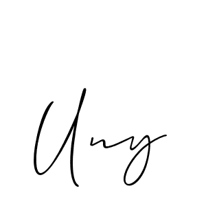 Create a beautiful signature design for name Uny. With this signature (Allison_Script) fonts, you can make a handwritten signature for free. Uny signature style 2 images and pictures png