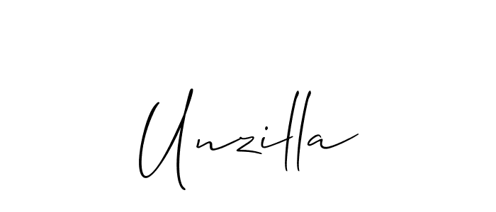 How to make Unzilla signature? Allison_Script is a professional autograph style. Create handwritten signature for Unzilla name. Unzilla signature style 2 images and pictures png
