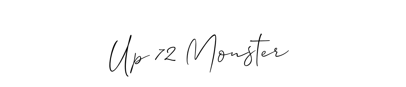 The best way (Allison_Script) to make a short signature is to pick only two or three words in your name. The name Up 72 Monster  include a total of six letters. For converting this name. Up 72 Monster  signature style 2 images and pictures png