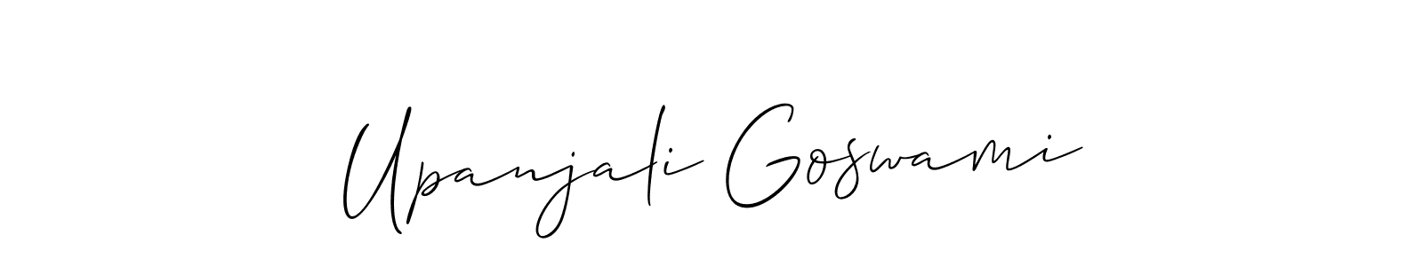 The best way (Allison_Script) to make a short signature is to pick only two or three words in your name. The name Upanjali Goswami include a total of six letters. For converting this name. Upanjali Goswami signature style 2 images and pictures png
