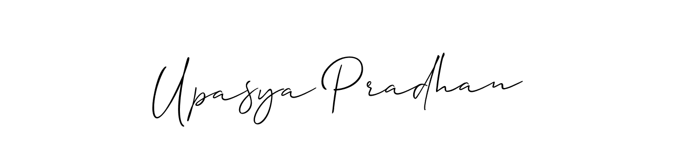 Make a beautiful signature design for name Upasya Pradhan. With this signature (Allison_Script) style, you can create a handwritten signature for free. Upasya Pradhan signature style 2 images and pictures png