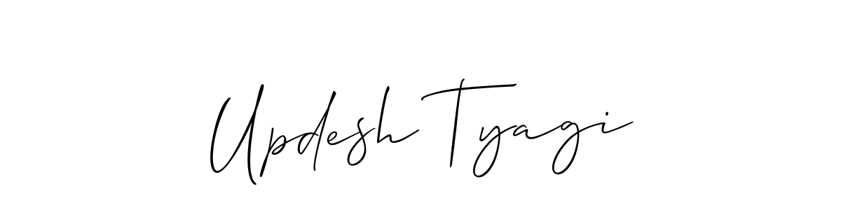 Also You can easily find your signature by using the search form. We will create Updesh Tyagi name handwritten signature images for you free of cost using Allison_Script sign style. Updesh Tyagi signature style 2 images and pictures png