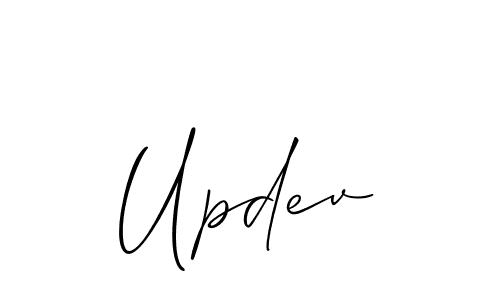 It looks lik you need a new signature style for name Updev. Design unique handwritten (Allison_Script) signature with our free signature maker in just a few clicks. Updev signature style 2 images and pictures png