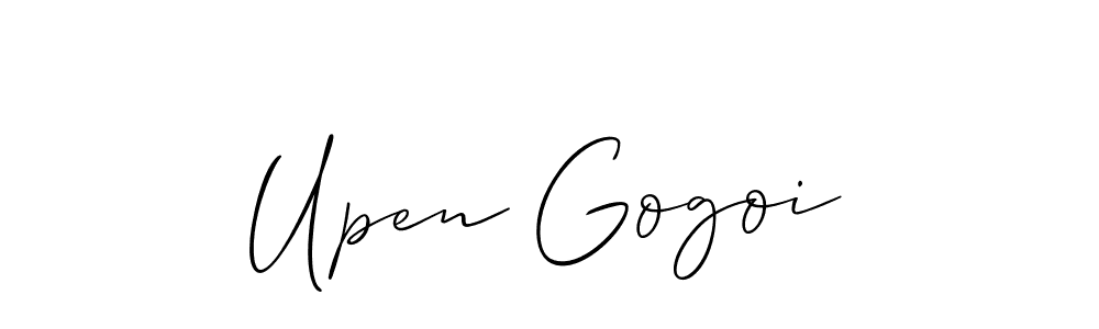Make a beautiful signature design for name Upen Gogoi. With this signature (Allison_Script) style, you can create a handwritten signature for free. Upen Gogoi signature style 2 images and pictures png