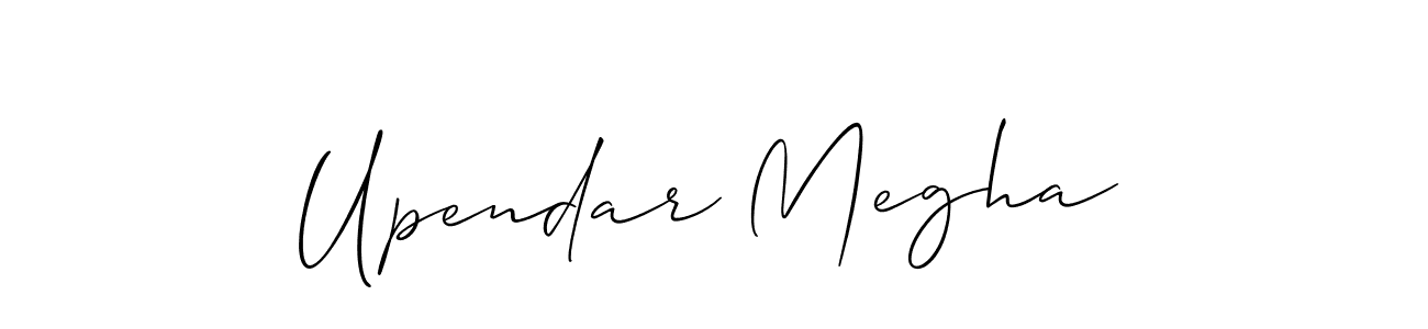 Make a beautiful signature design for name Upendar Megha. With this signature (Allison_Script) style, you can create a handwritten signature for free. Upendar Megha signature style 2 images and pictures png