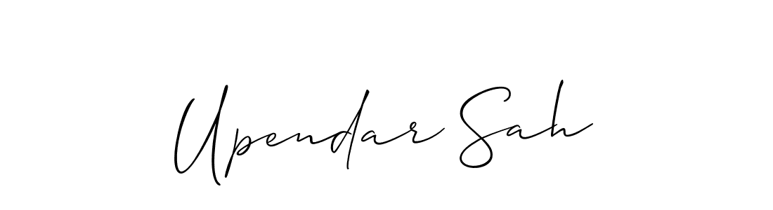 This is the best signature style for the Upendar Sah name. Also you like these signature font (Allison_Script). Mix name signature. Upendar Sah signature style 2 images and pictures png