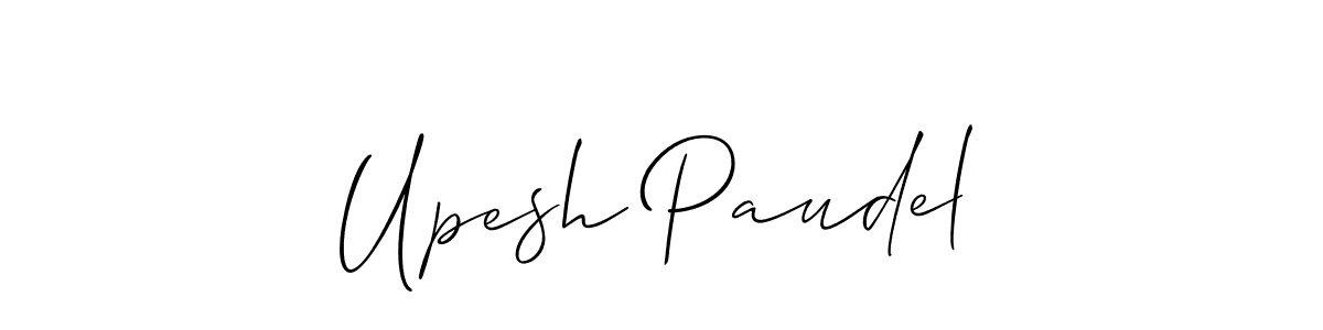 Create a beautiful signature design for name Upesh Paudel. With this signature (Allison_Script) fonts, you can make a handwritten signature for free. Upesh Paudel signature style 2 images and pictures png