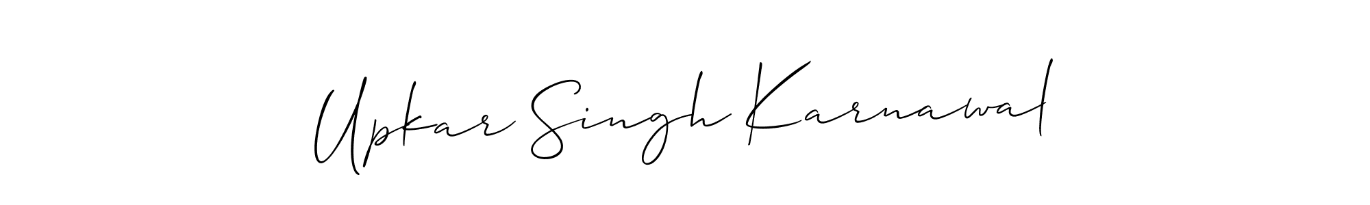 if you are searching for the best signature style for your name Upkar Singh Karnawal. so please give up your signature search. here we have designed multiple signature styles  using Allison_Script. Upkar Singh Karnawal signature style 2 images and pictures png