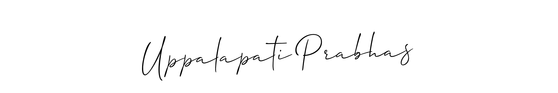 How to make Uppalapati Prabhas name signature. Use Allison_Script style for creating short signs online. This is the latest handwritten sign. Uppalapati Prabhas signature style 2 images and pictures png