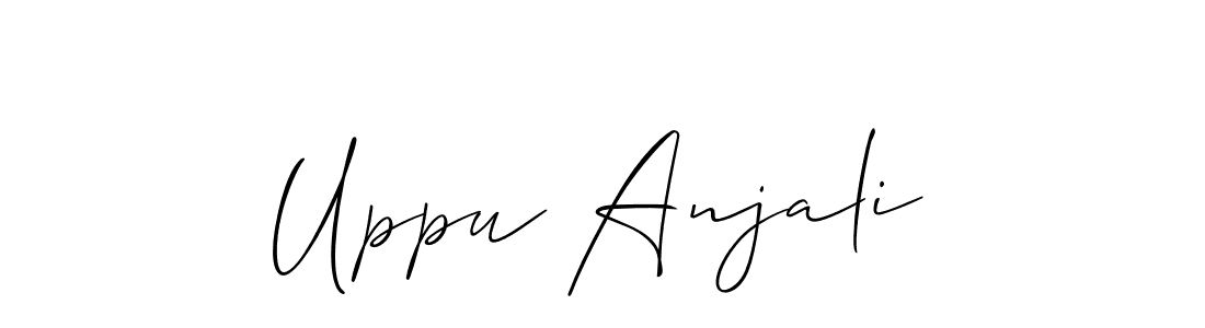 Also You can easily find your signature by using the search form. We will create Uppu Anjali name handwritten signature images for you free of cost using Allison_Script sign style. Uppu Anjali signature style 2 images and pictures png
