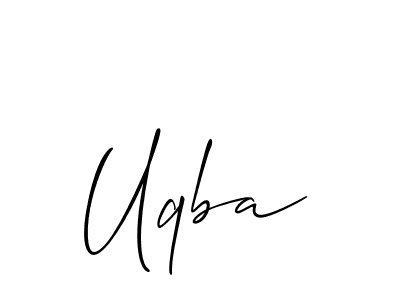 Make a beautiful signature design for name Uqba. With this signature (Allison_Script) style, you can create a handwritten signature for free. Uqba signature style 2 images and pictures png