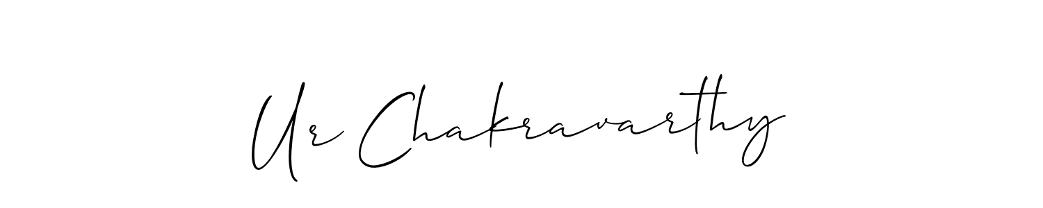 if you are searching for the best signature style for your name Ur Chakravarthy. so please give up your signature search. here we have designed multiple signature styles  using Allison_Script. Ur Chakravarthy signature style 2 images and pictures png