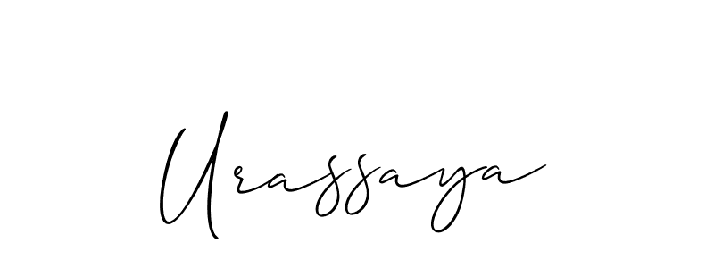 Create a beautiful signature design for name Urassaya. With this signature (Allison_Script) fonts, you can make a handwritten signature for free. Urassaya signature style 2 images and pictures png