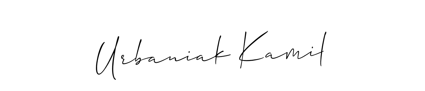 if you are searching for the best signature style for your name Urbaniak Kamil. so please give up your signature search. here we have designed multiple signature styles  using Allison_Script. Urbaniak Kamil signature style 2 images and pictures png