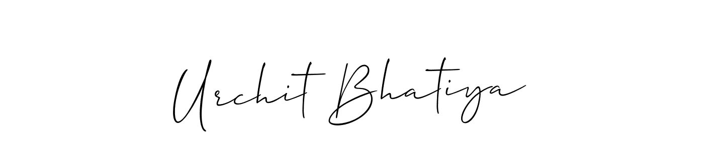 Also You can easily find your signature by using the search form. We will create Urchit Bhatiya name handwritten signature images for you free of cost using Allison_Script sign style. Urchit Bhatiya signature style 2 images and pictures png
