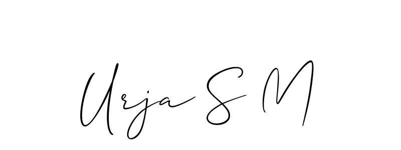 Also You can easily find your signature by using the search form. We will create Urja S M name handwritten signature images for you free of cost using Allison_Script sign style. Urja S M signature style 2 images and pictures png