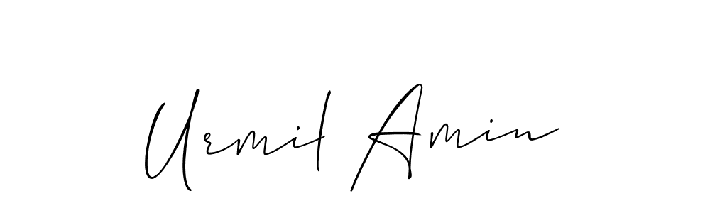 Similarly Allison_Script is the best handwritten signature design. Signature creator online .You can use it as an online autograph creator for name Urmil Amin. Urmil Amin signature style 2 images and pictures png