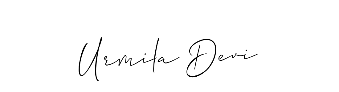 Make a beautiful signature design for name Urmila Devi. With this signature (Allison_Script) style, you can create a handwritten signature for free. Urmila Devi signature style 2 images and pictures png