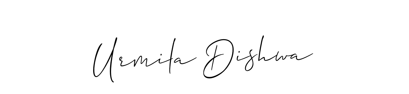 Create a beautiful signature design for name Urmila Dishwa. With this signature (Allison_Script) fonts, you can make a handwritten signature for free. Urmila Dishwa signature style 2 images and pictures png