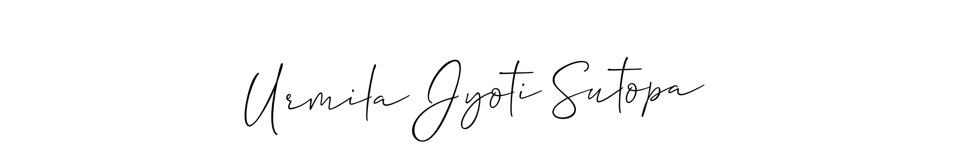 This is the best signature style for the Urmila Jyoti Sutopa name. Also you like these signature font (Allison_Script). Mix name signature. Urmila Jyoti Sutopa signature style 2 images and pictures png