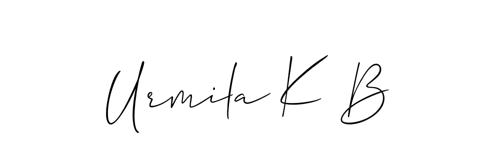 Make a beautiful signature design for name Urmila K B. With this signature (Allison_Script) style, you can create a handwritten signature for free. Urmila K B signature style 2 images and pictures png