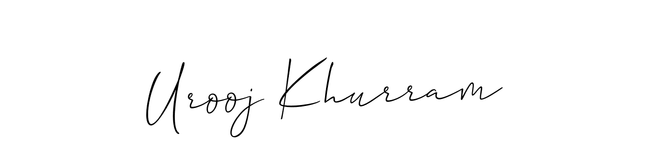 How to make Urooj Khurram name signature. Use Allison_Script style for creating short signs online. This is the latest handwritten sign. Urooj Khurram signature style 2 images and pictures png