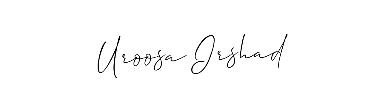 See photos of Uroosa Irshad official signature by Spectra . Check more albums & portfolios. Read reviews & check more about Allison_Script font. Uroosa Irshad signature style 2 images and pictures png