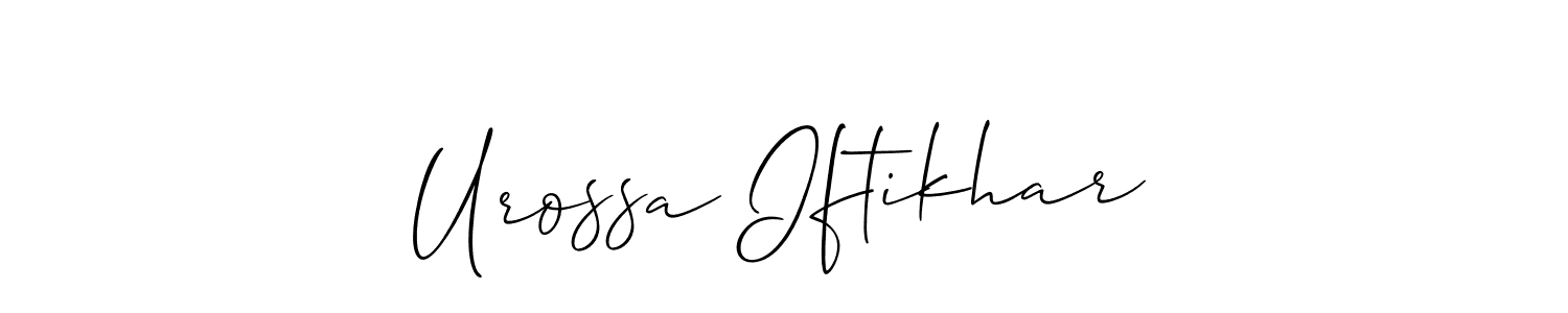 Create a beautiful signature design for name Urossa Iftikhar. With this signature (Allison_Script) fonts, you can make a handwritten signature for free. Urossa Iftikhar signature style 2 images and pictures png