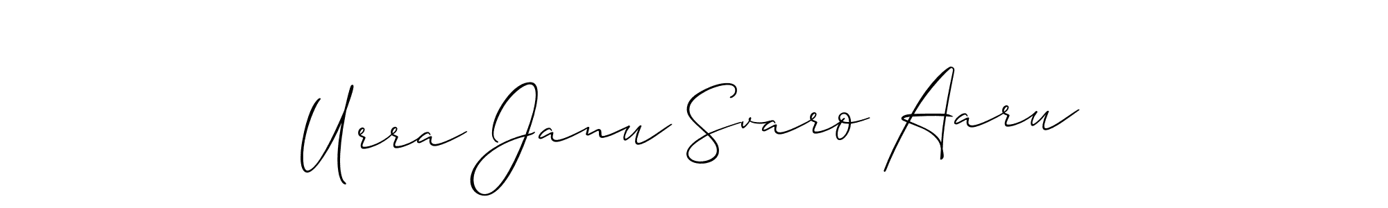 Also we have Urra Janu Svaro Aaru name is the best signature style. Create professional handwritten signature collection using Allison_Script autograph style. Urra Janu Svaro Aaru signature style 2 images and pictures png