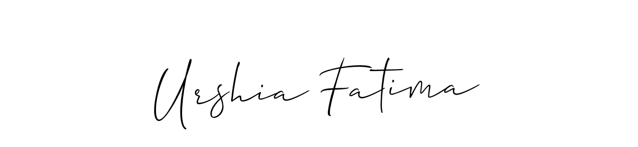 How to make Urshia Fatima name signature. Use Allison_Script style for creating short signs online. This is the latest handwritten sign. Urshia Fatima signature style 2 images and pictures png