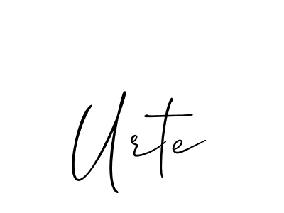 The best way (Allison_Script) to make a short signature is to pick only two or three words in your name. The name Urte include a total of six letters. For converting this name. Urte signature style 2 images and pictures png