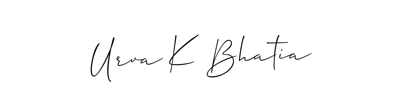 How to make Urva K Bhatia name signature. Use Allison_Script style for creating short signs online. This is the latest handwritten sign. Urva K Bhatia signature style 2 images and pictures png