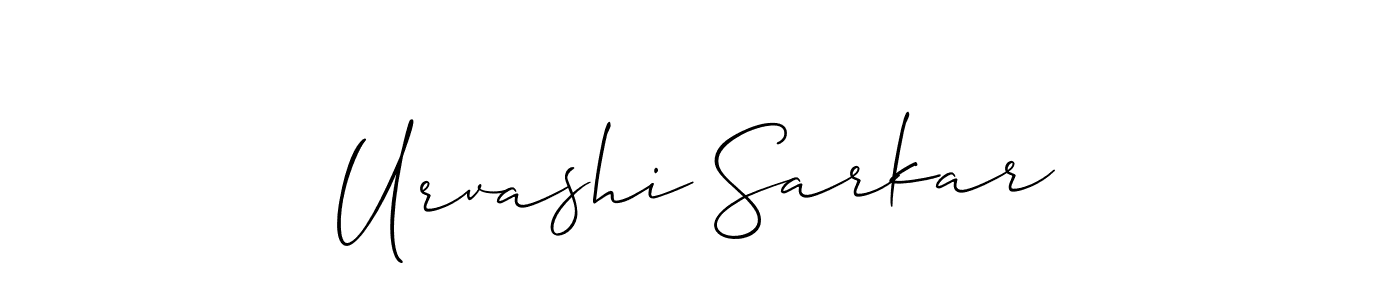 if you are searching for the best signature style for your name Urvashi Sarkar. so please give up your signature search. here we have designed multiple signature styles  using Allison_Script. Urvashi Sarkar signature style 2 images and pictures png