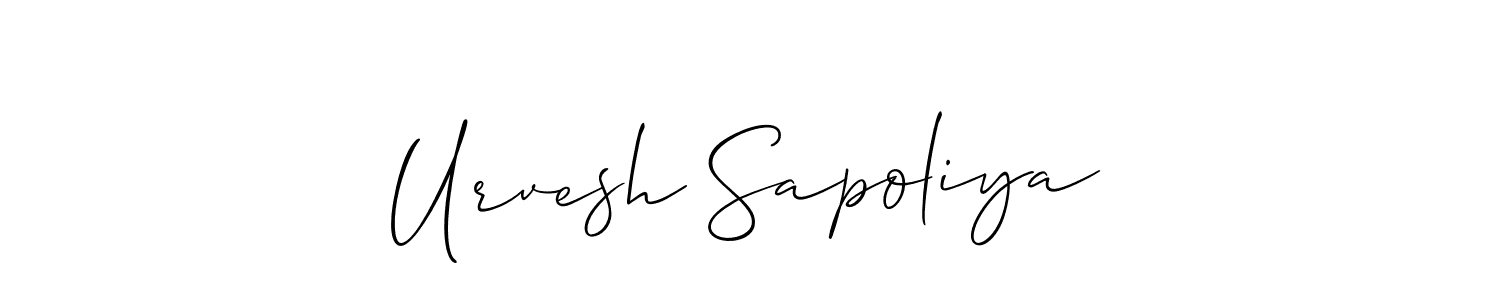 Allison_Script is a professional signature style that is perfect for those who want to add a touch of class to their signature. It is also a great choice for those who want to make their signature more unique. Get Urvesh Sapoliya name to fancy signature for free. Urvesh Sapoliya signature style 2 images and pictures png