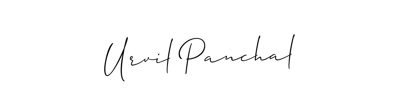 How to make Urvil Panchal name signature. Use Allison_Script style for creating short signs online. This is the latest handwritten sign. Urvil Panchal signature style 2 images and pictures png