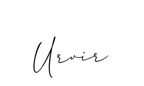 if you are searching for the best signature style for your name Urvir. so please give up your signature search. here we have designed multiple signature styles  using Allison_Script. Urvir signature style 2 images and pictures png