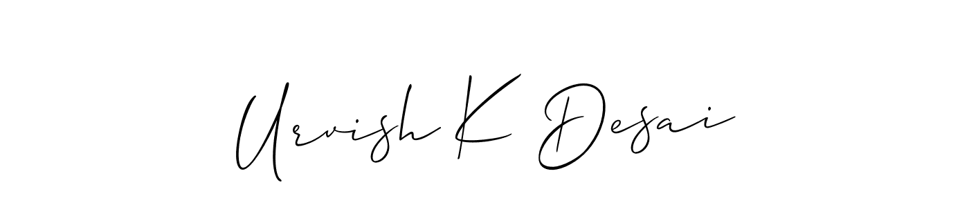 Make a beautiful signature design for name Urvish K Desai. With this signature (Allison_Script) style, you can create a handwritten signature for free. Urvish K Desai signature style 2 images and pictures png