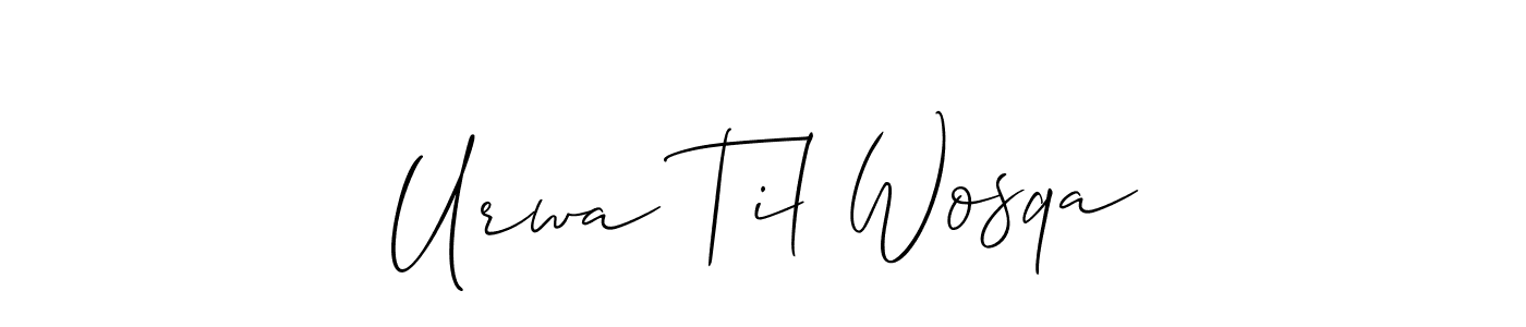 Similarly Allison_Script is the best handwritten signature design. Signature creator online .You can use it as an online autograph creator for name Urwa Til Wosqa. Urwa Til Wosqa signature style 2 images and pictures png
