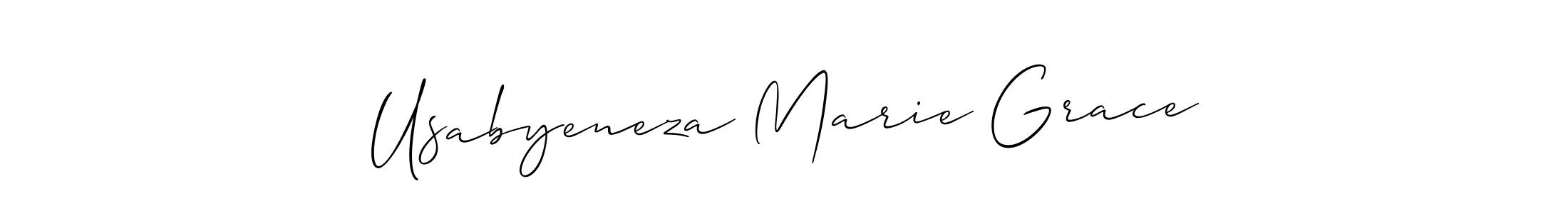 The best way (Allison_Script) to make a short signature is to pick only two or three words in your name. The name Usabyeneza Marie Grace include a total of six letters. For converting this name. Usabyeneza Marie Grace signature style 2 images and pictures png