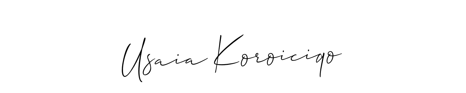 How to make Usaia Koroiciqo signature? Allison_Script is a professional autograph style. Create handwritten signature for Usaia Koroiciqo name. Usaia Koroiciqo signature style 2 images and pictures png